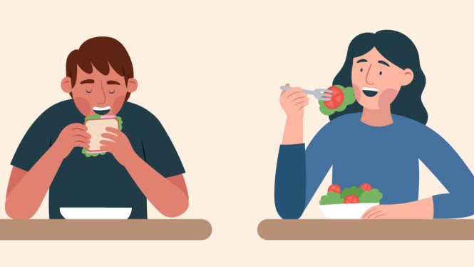 Ilustrasi makan, sarapan.