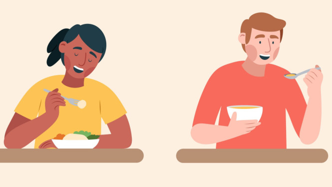 Ilustrasi makan, sarapan.
