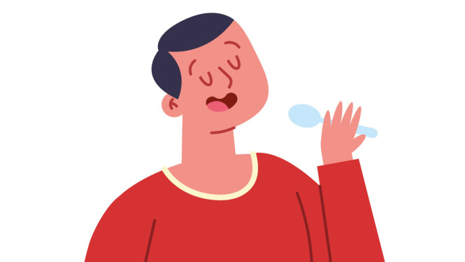 Ilustrasi sarapan, makan.