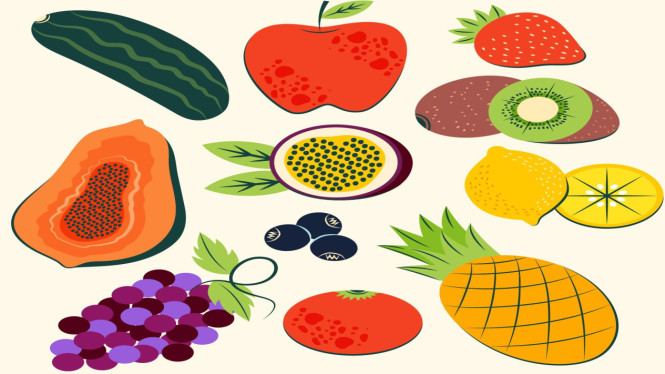 Ilustrasi buah, buah-buahan