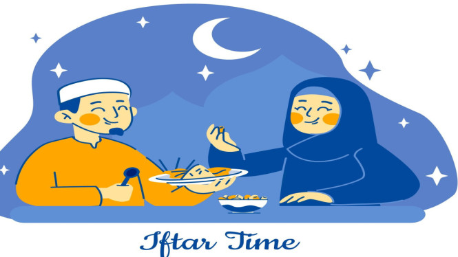 Ilustrasi iftar, buka puasa, menu buka puasa