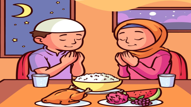Ilustrasi sahur, buka puasa, iftar