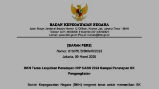 BKN terbitkan siaran pers tetap lanjutkan penundaan pengangkatan CPNS dan PPPK 2024 hingga Maret 2026. BKN terbitkan siaran pers tetap lanjutkan penundaan pengangkatan CPNS dan PPPK 2024 hingga Maret 2026.
