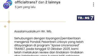 Pernyataan Lengkap Maaf Trans7 Tak Teliti Tayangkan Video Ponpes Lirboyo