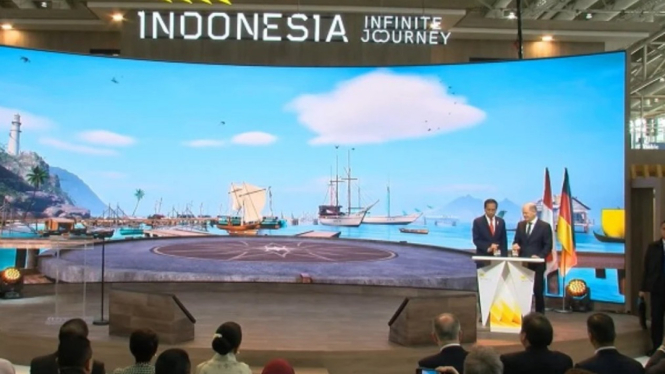 Joko Widodo dan Olaf Scholz meresmikan Paviliun Indonesia