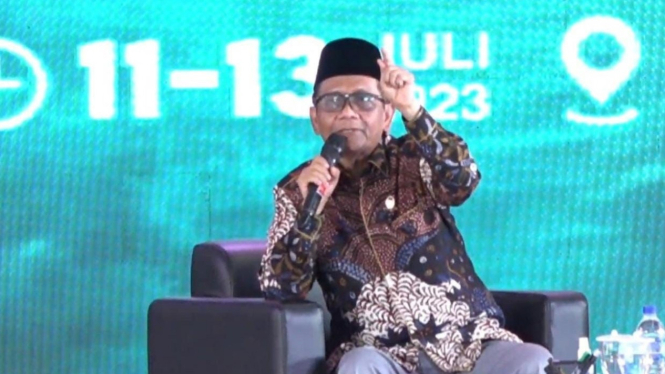 Mahfud MD saat hadir dalam acara Halaqah Ulama Nasional, 12 Juli 2023