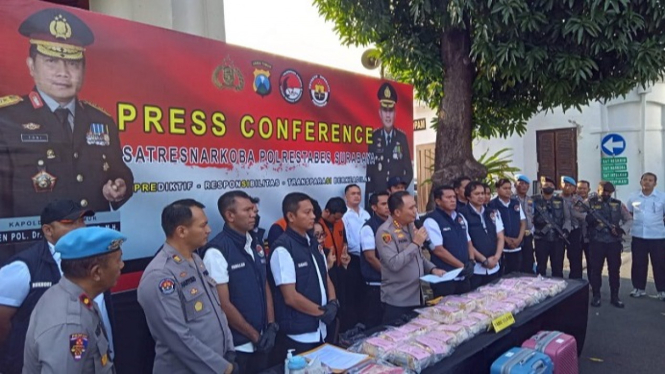 Polrestabes Surabaya Amankan 33,9 Kg Sabu Jaringan Sumatera Jawa