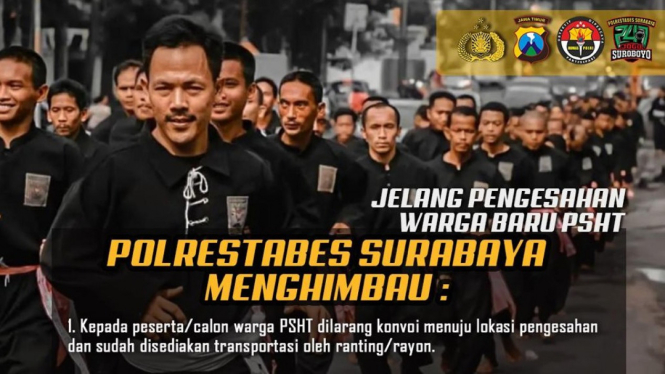 Poster himbauan polisi jelang pengesahan PSHT di Surabaya