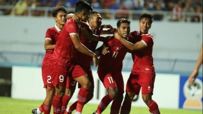 Timnas Indonesia U-23 rayakan kemenangan