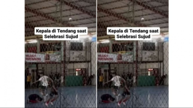 Videol Pemain Futsal Tendang Kepala saat Selebrasi Sujud