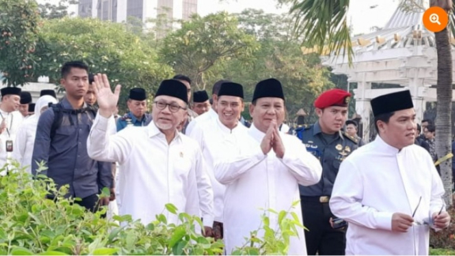 Zulhas, Prabowo, dan Erick Thohir di HSN 2023