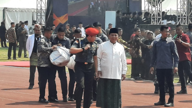 Prabowo Subianto saat menghadiri Ijazah Kubro Pagar Nusa