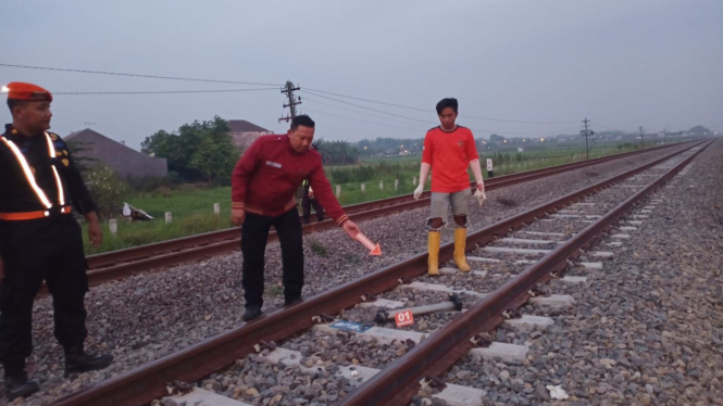 Lokasi pria tewas tertabrak kereta api di Mojokerto.