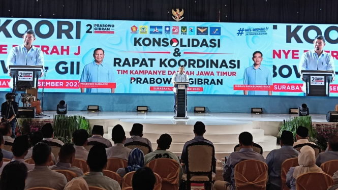 Hashim Djojohadikusumo di acara Prabowo-Gibran di Surabaya.