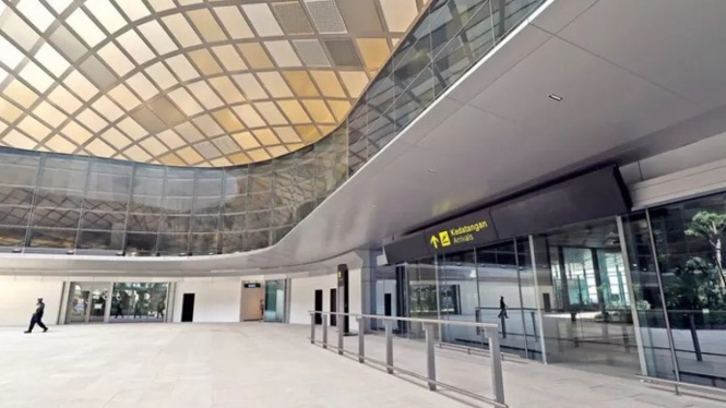 Terminal kedatangan Bandara Dhoho sudah selesai dibangun.