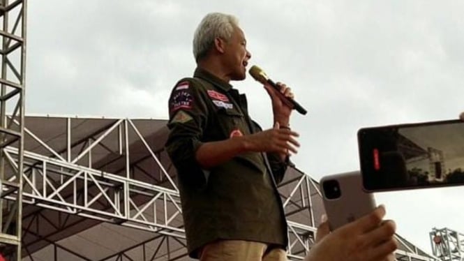 Capres Ganjar Pranowo saat kampanye di Tuban