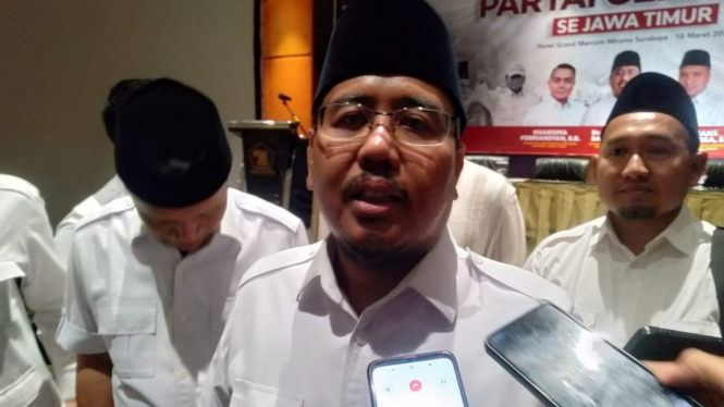 Anwar Sadad saat ditemui usai sarasehan Pejuang Politik Partai Gerindra Se-Jatim di hotel Grand Mercure, Sabtu 16 Maret 2024.