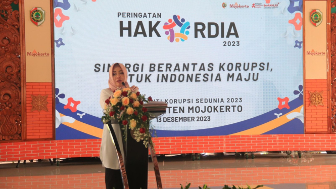 Bupati Mojokerto Ikfina Fahmawati sambutan saat peringatan Hakordia