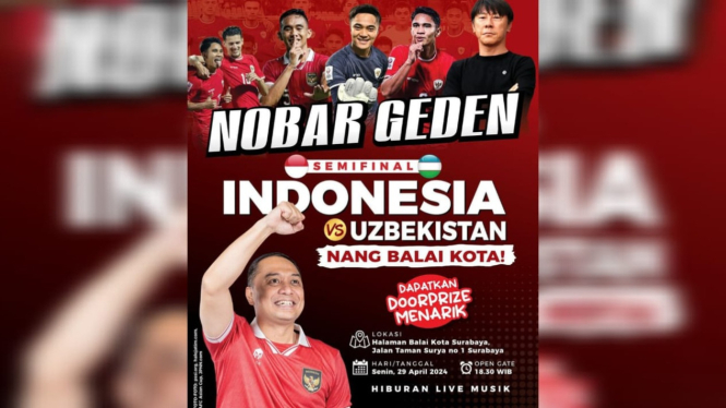 Flyer acara Nobar semi final AFC U-23 2024 di Surabaya.