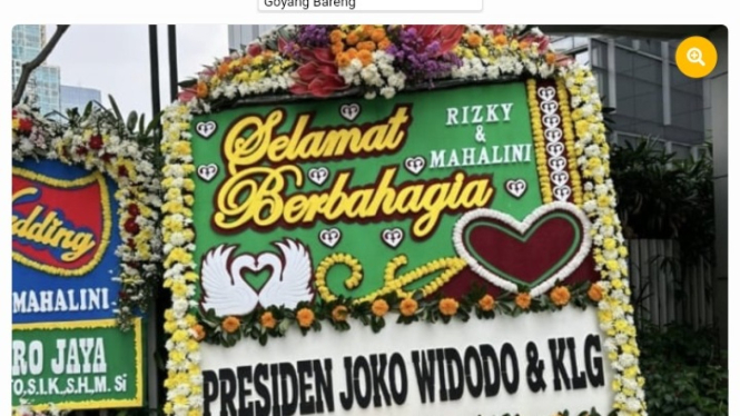 Karangan bunga dari Jokowi ke Rizky Febian dan Mahalini
