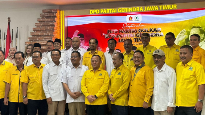 Silaturrahim pengurus Golkar ke DPD Gerindra Jawa Timur.