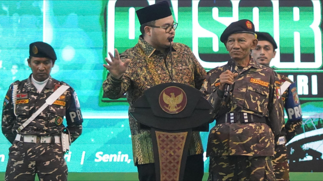 Banser tua usia 64 dapat bantuan dari Bupati Kediri.