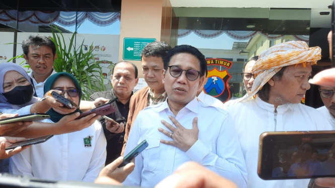 Ketua DPW PKB Jatim Abdul Halim Iskandar di Polda Jatim.