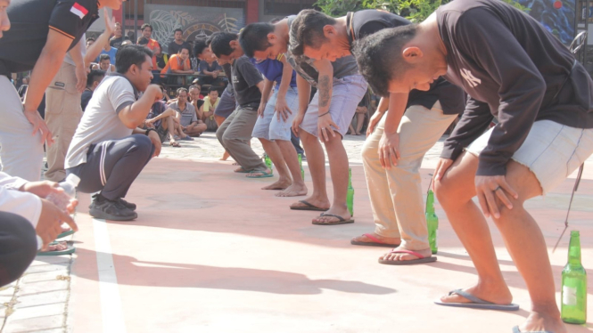 Keseruan lomba narapidana Lapas Kelas IIB Tulungagung.