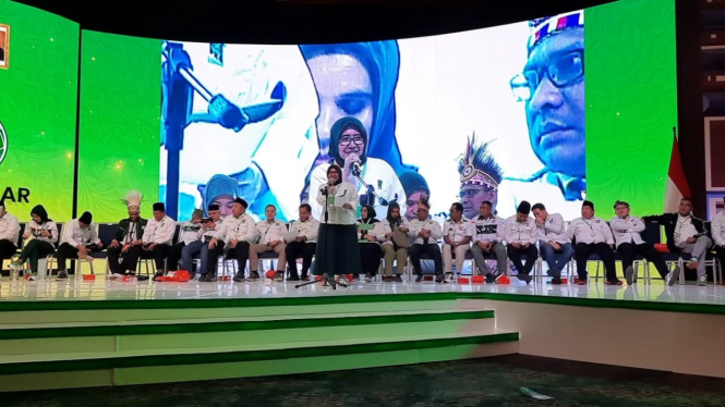 Sekretaris PKB Jatim Anik Maslachah di arena Muktamar PKB di Bali.