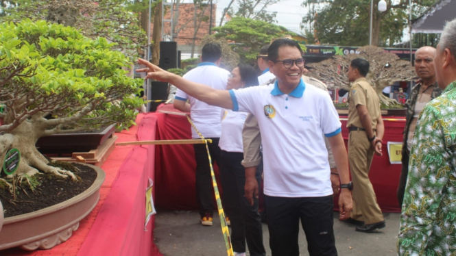 Tanaman bonsai dalam Pameran Nasional Lintas Komunitas di Tulungagung.