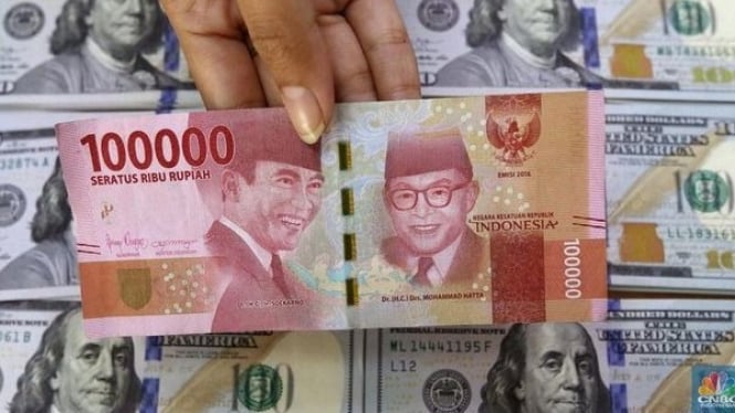 Ilustrasi rupiah dan dolar AS