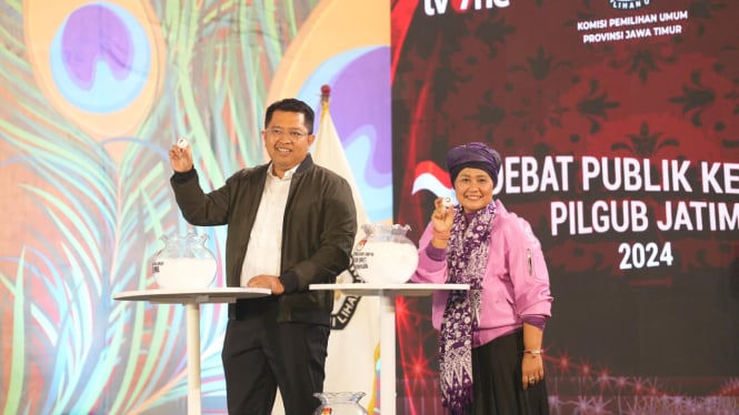 Luluk-Lukman saat Debat Ketiga Pilgub Jatim