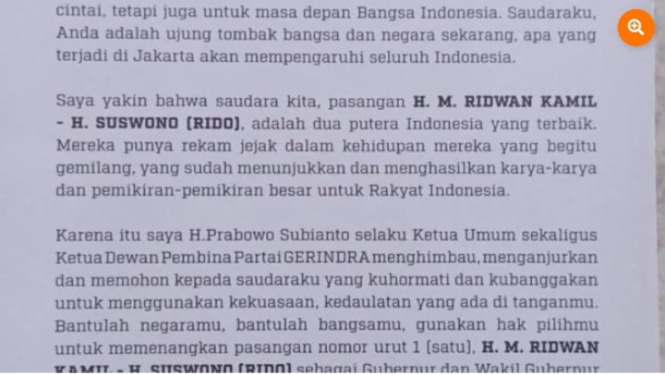 Surat Keputusan dar Ketun Gerindra