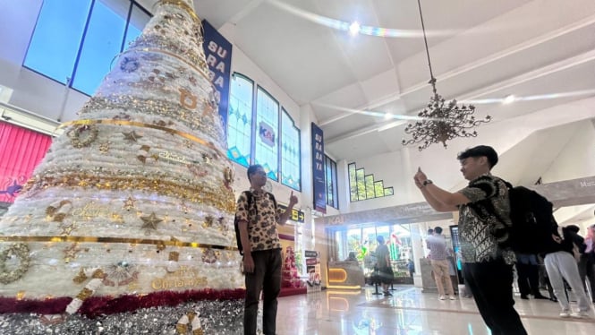 Pohon Cemara Raksasa di Stasiun Gubeng