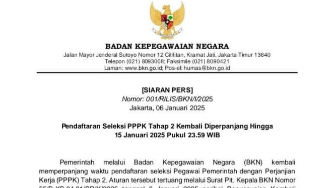 Surat terbaru BKN