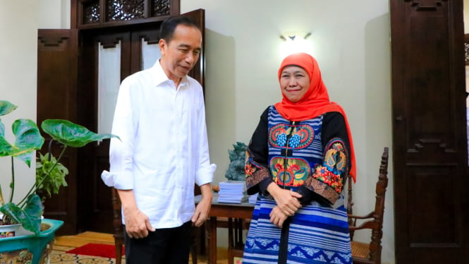 Khofifah saat sowan Joko Widodo di kediamannya di Solo