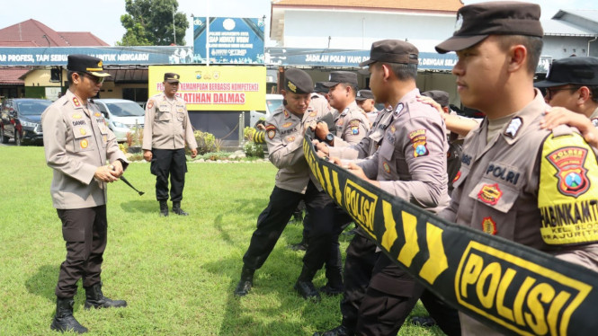 Puluhan Personel Polres Mojokerto Kota Asah Kemampuan Dalmas.