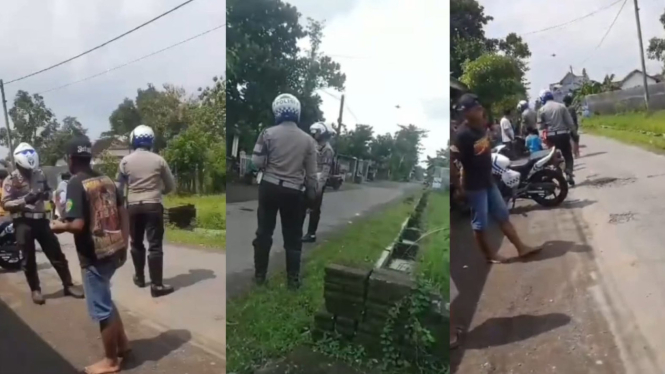 Video viral emak-emak tertabrak di salah satu jalan desa.