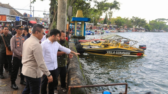 Wagub Emil saat meninjau Telaga Sarangan Magetan