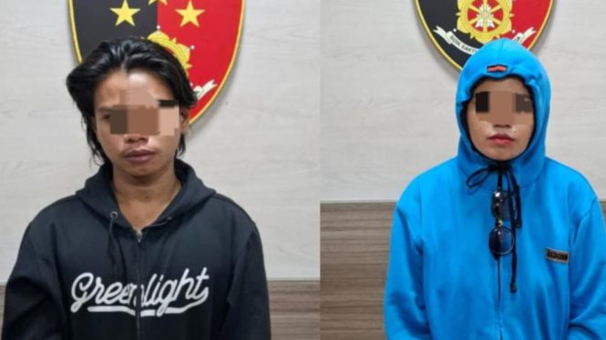 R dan ADS saat berada di kantor polisi.