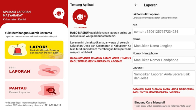 Aplikasi Halomasbup fasilitas laporan digital untuk masyarakat.