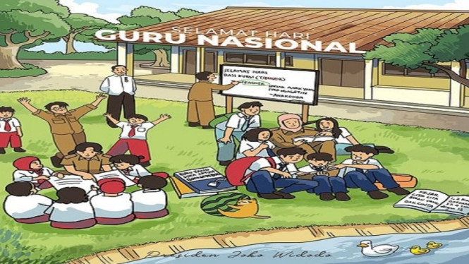 Ilustrasi Hari Guru Nasional yang diunggah Jokowi.