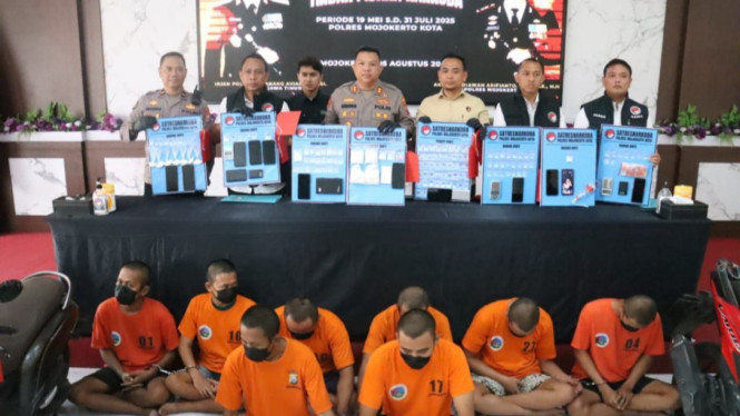 Polres Mojokerto Kota merilis para tersangka pengedar narkoba