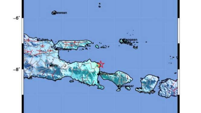 Gambar pusat gempa Banyuwangi.