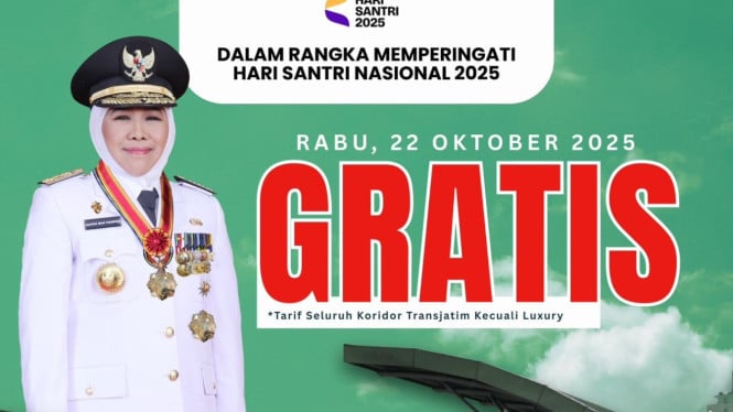 Pamflet Gratis Transjatim Hari Santri Nasional 2025.