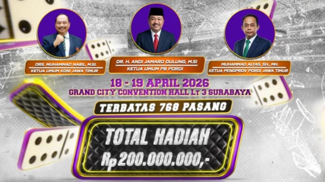Banner penyelenggaraan turnamen domino
