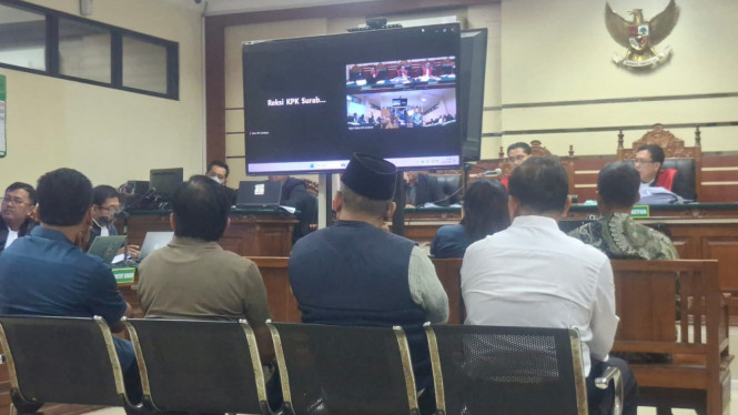 Suasana Sidang Kasus Dugaan Korupsi Bupati Ponorogo Nonaktif Sugiri Sancoko di Pengadilan Tipikor Surabaya.