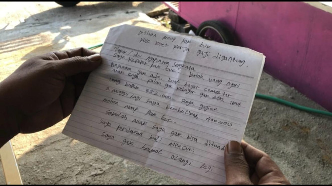 Surat yang Ditinggalkan Pencuri untuk Pemilik Toko.
