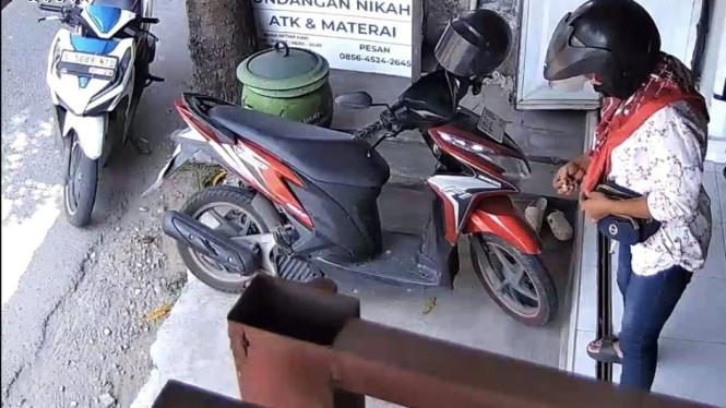 Posisi Motor yang dibawa kabur pencuri di Kota Mojokerto.