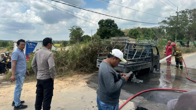 Kondisi Pikap Terbakar.